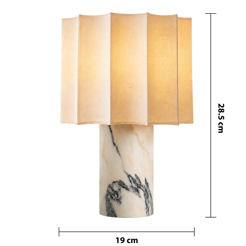 Pleated Marble Table Lamp – Rechargeable Ambient Lighting