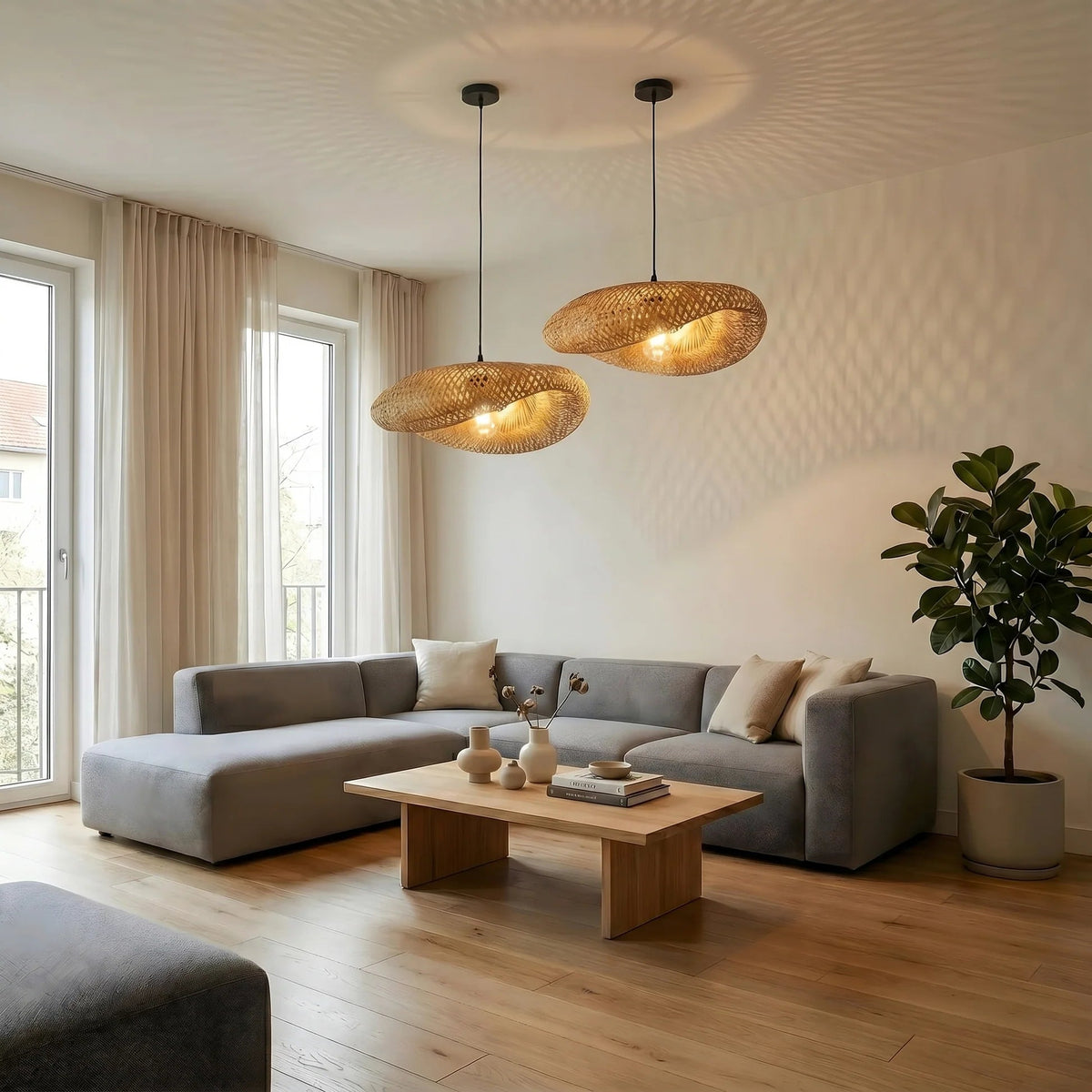 Bamboo Pendant Light – Natural Woven Hanging Lighting