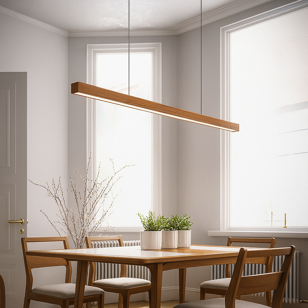 Gindo Bar Kitchen Pendant Light – Modern Linear Wooden Lighting