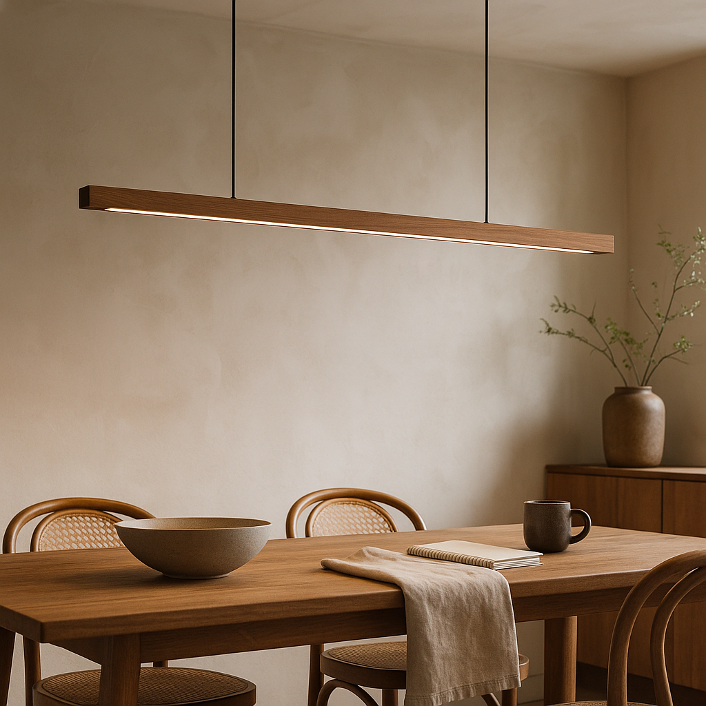 Gindo Bar Kitchen Pendant Light – Modern Linear Wooden Lighting
