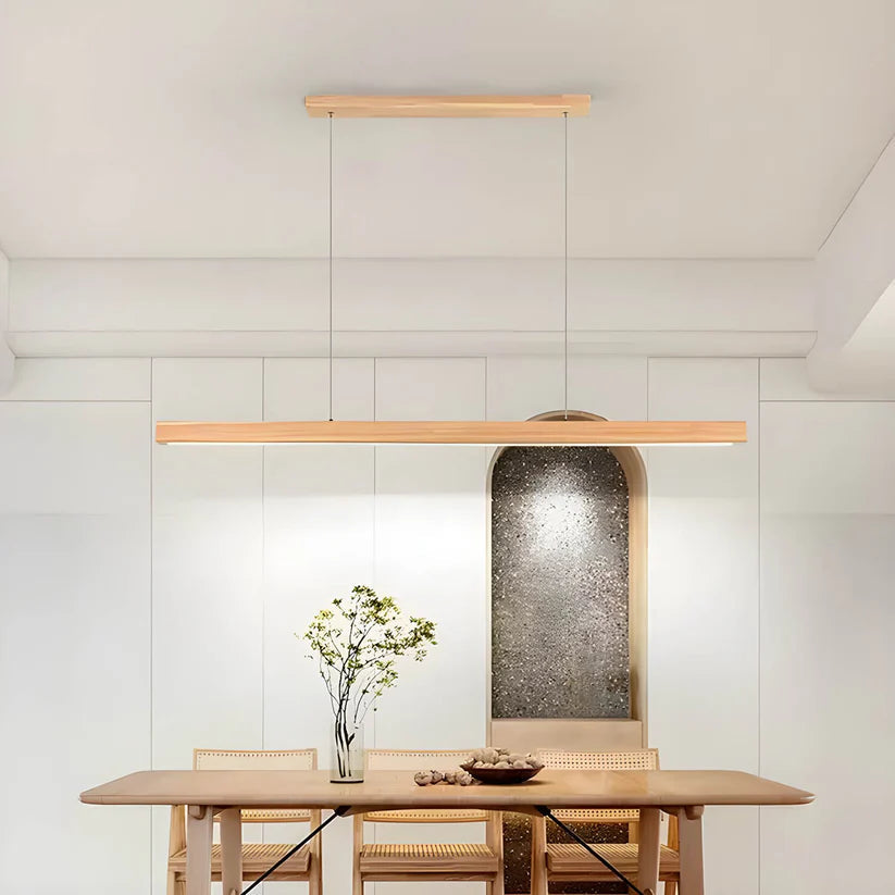 Gindo Bar Kitchen Pendant Light – Modern Linear Wooden Lighting