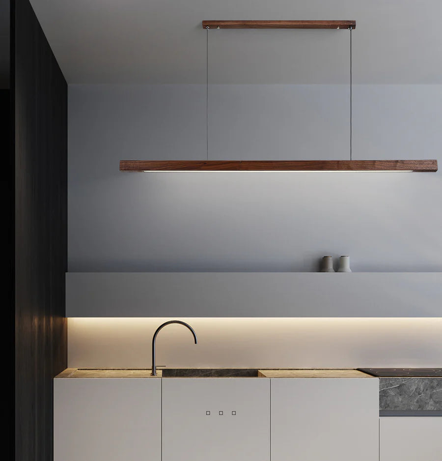 Gindo Bar Kitchen Pendant Light – Modern Linear Wooden Lighting