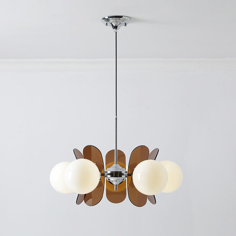 5-Head Bauhaus Chandelier – Modern Retro Glass Lighting