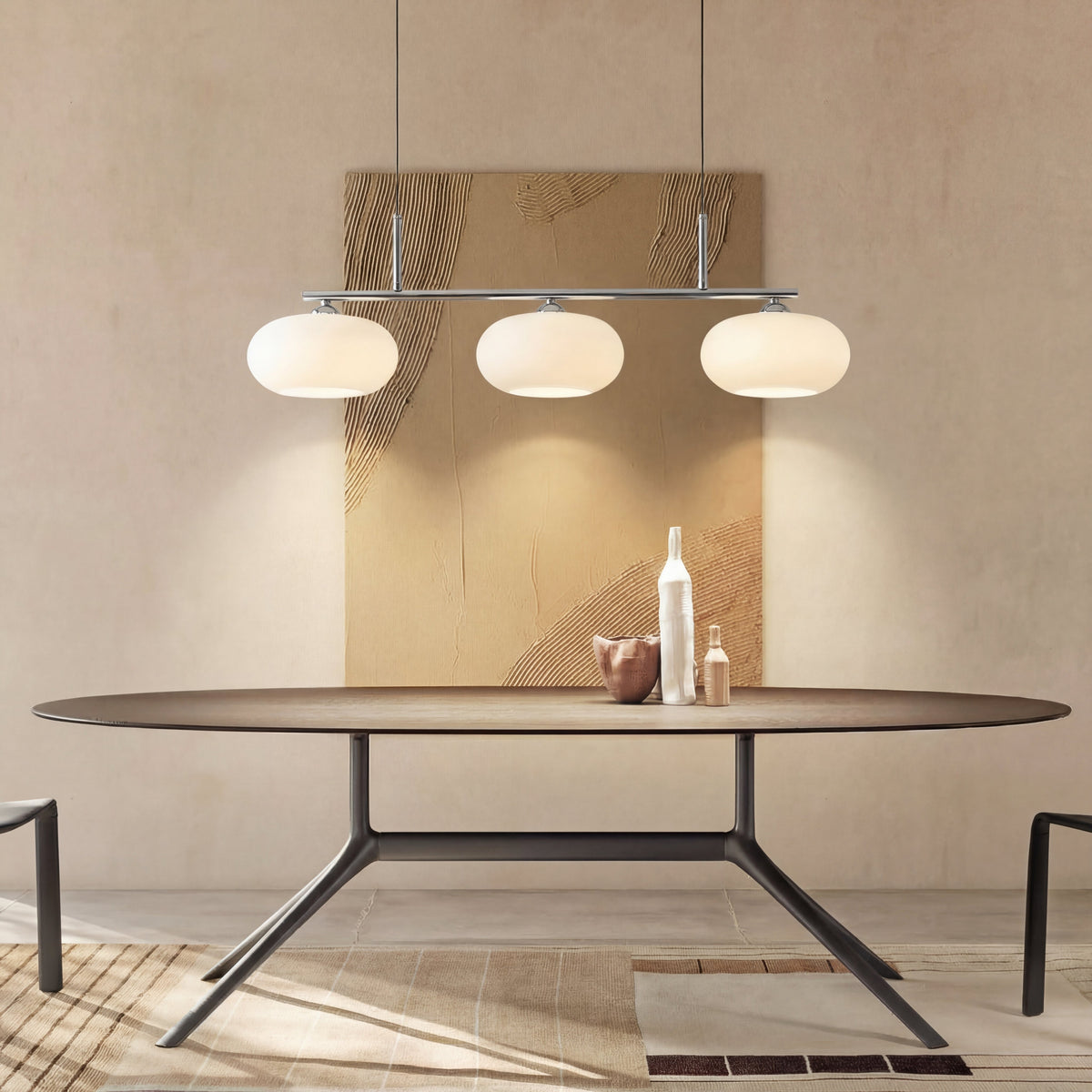 3-Head Glass Pendant Light – Modern Linear Hanging Lighting