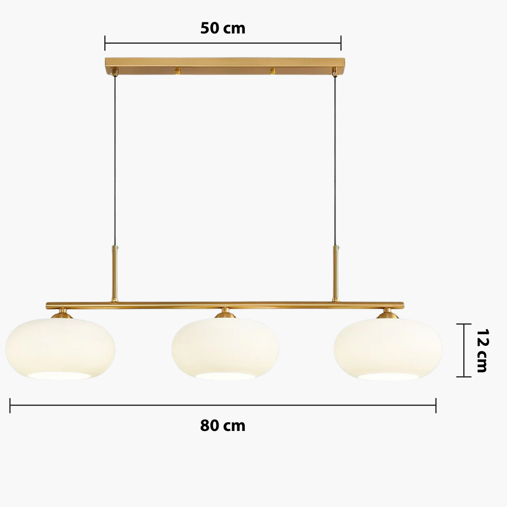 3-Head Glass Pendant Light – Modern Linear Hanging Lighting