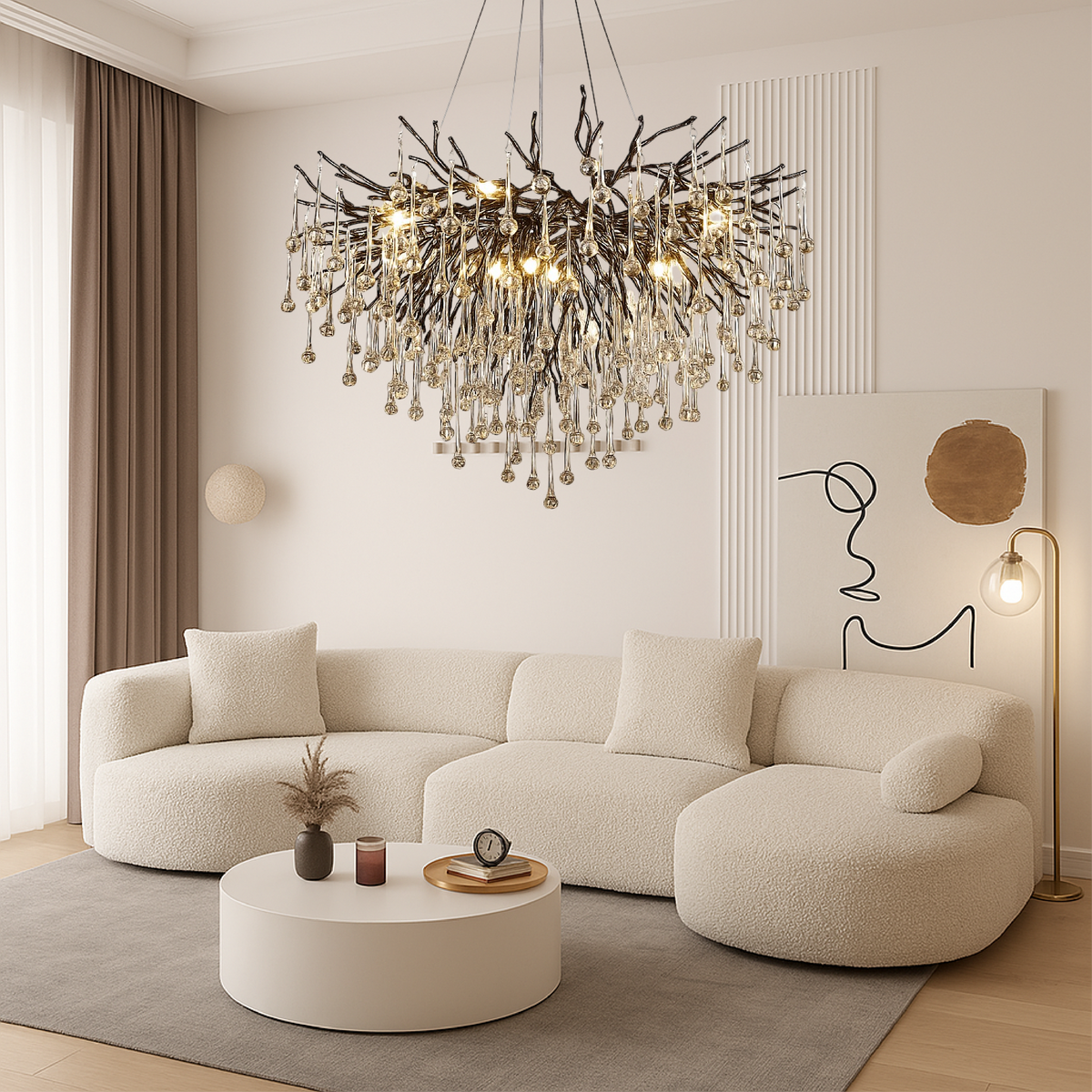 Black Raindrop Crystal Chandelier – Modern Luxury Hanging Lighting