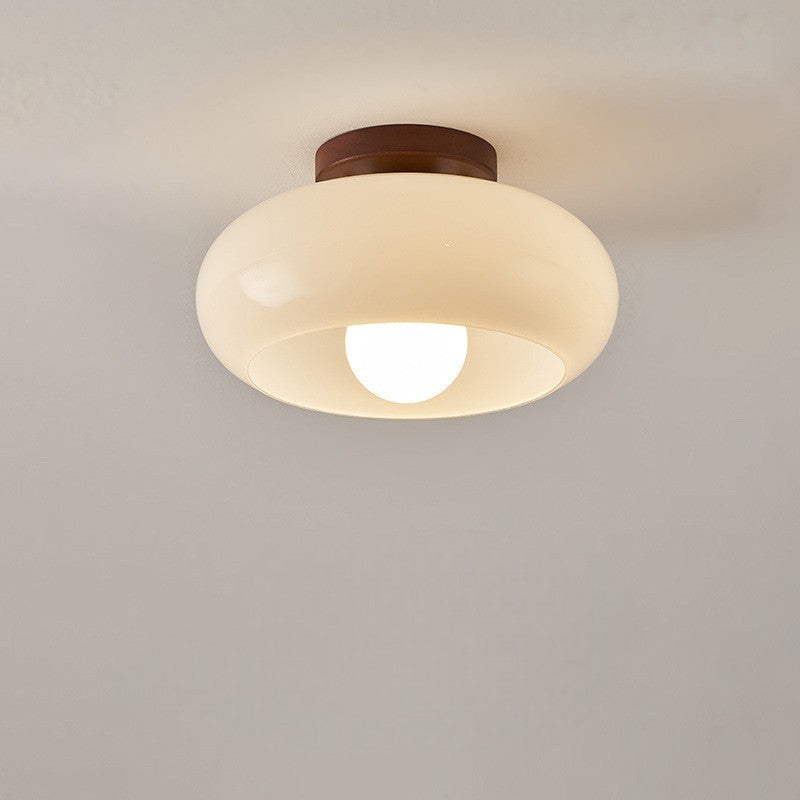 French Bauhaus Cream Ceiling Light – Elegant Retro Glass Lighting