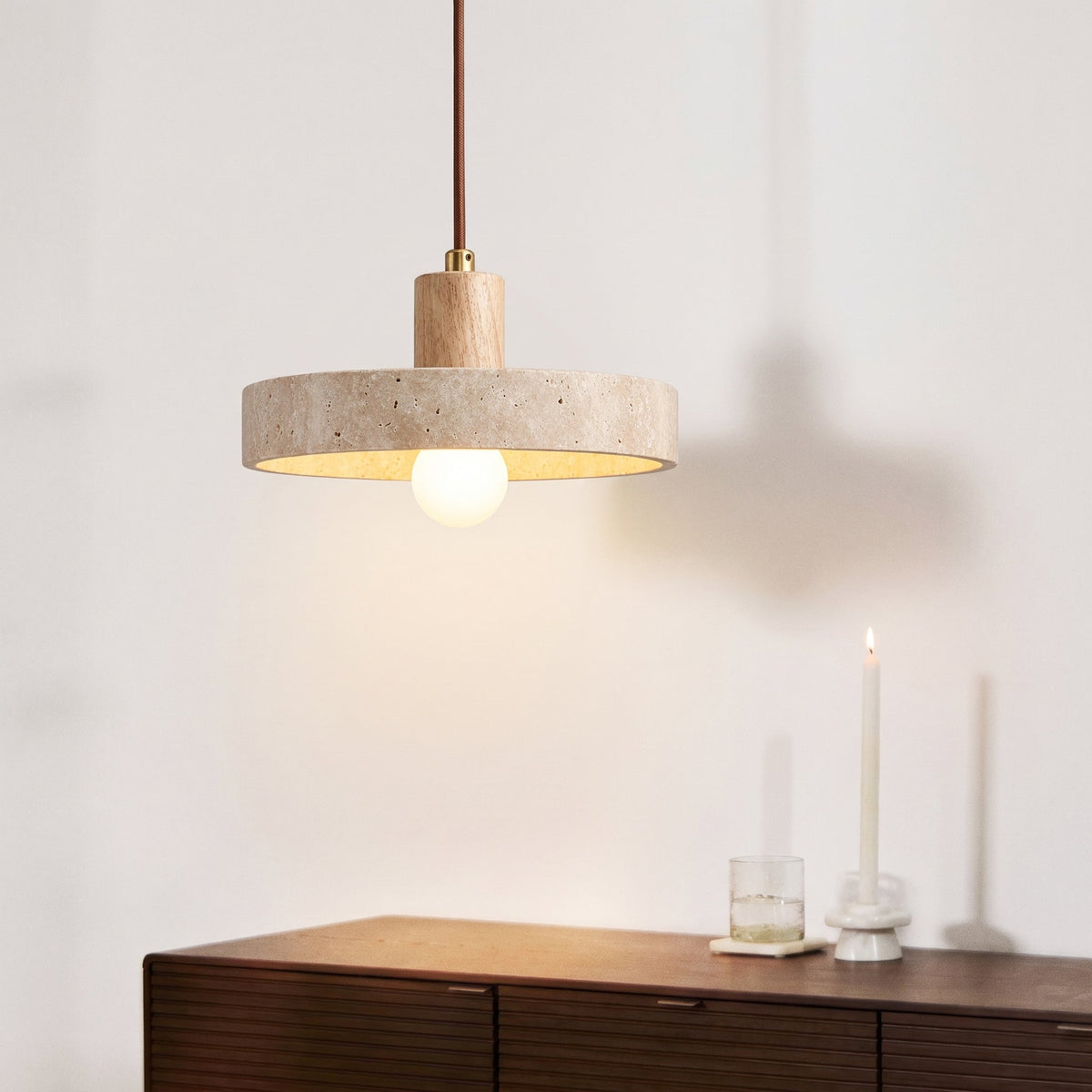 Travertine Stone Pendant Light – Modern Natural Hanging Lighting