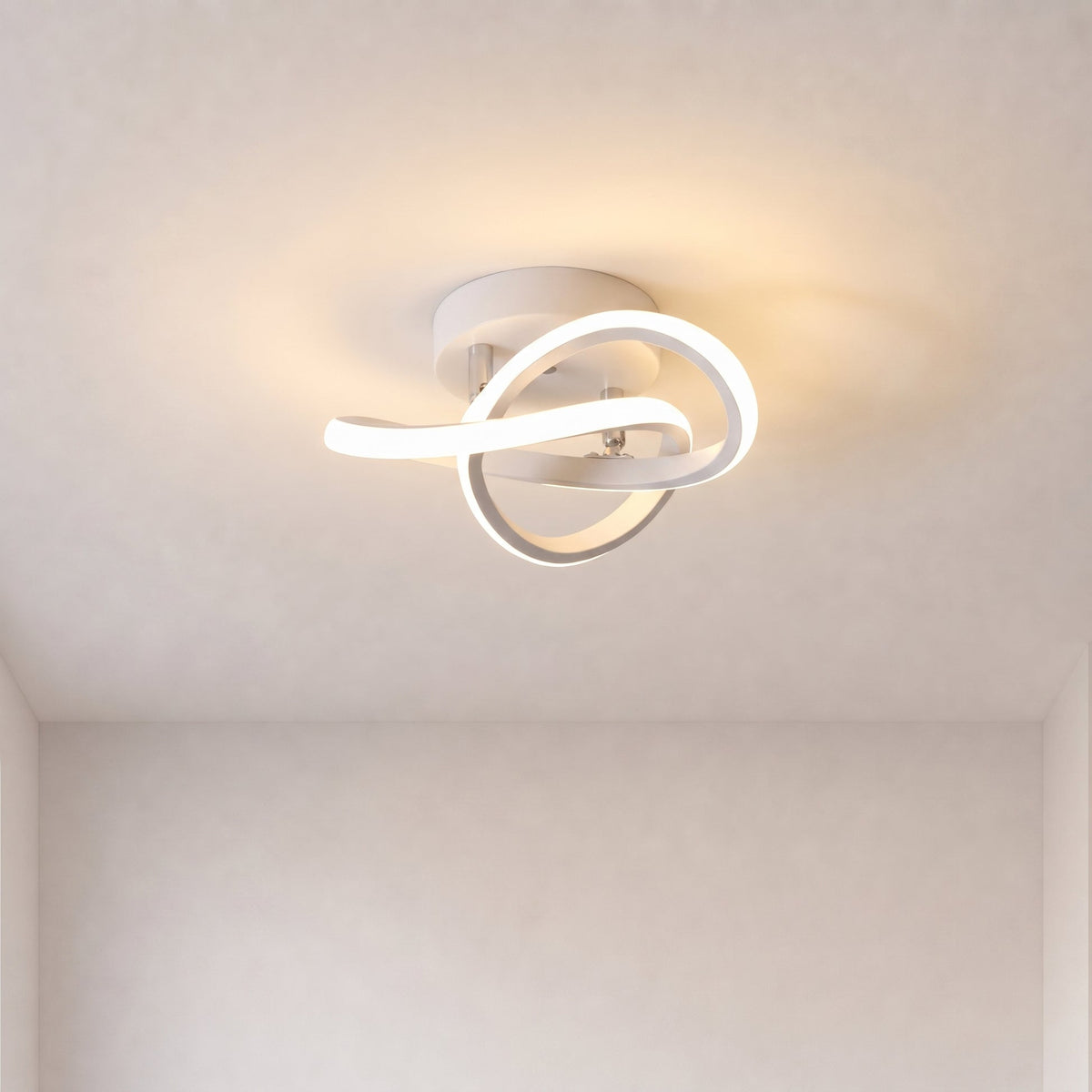 Curved LED Ceiling Light – Sculptural White Lighting
