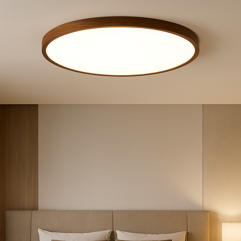 Dark Wood Grain Ceiling Light – Modern Scandinavian LED Lighting