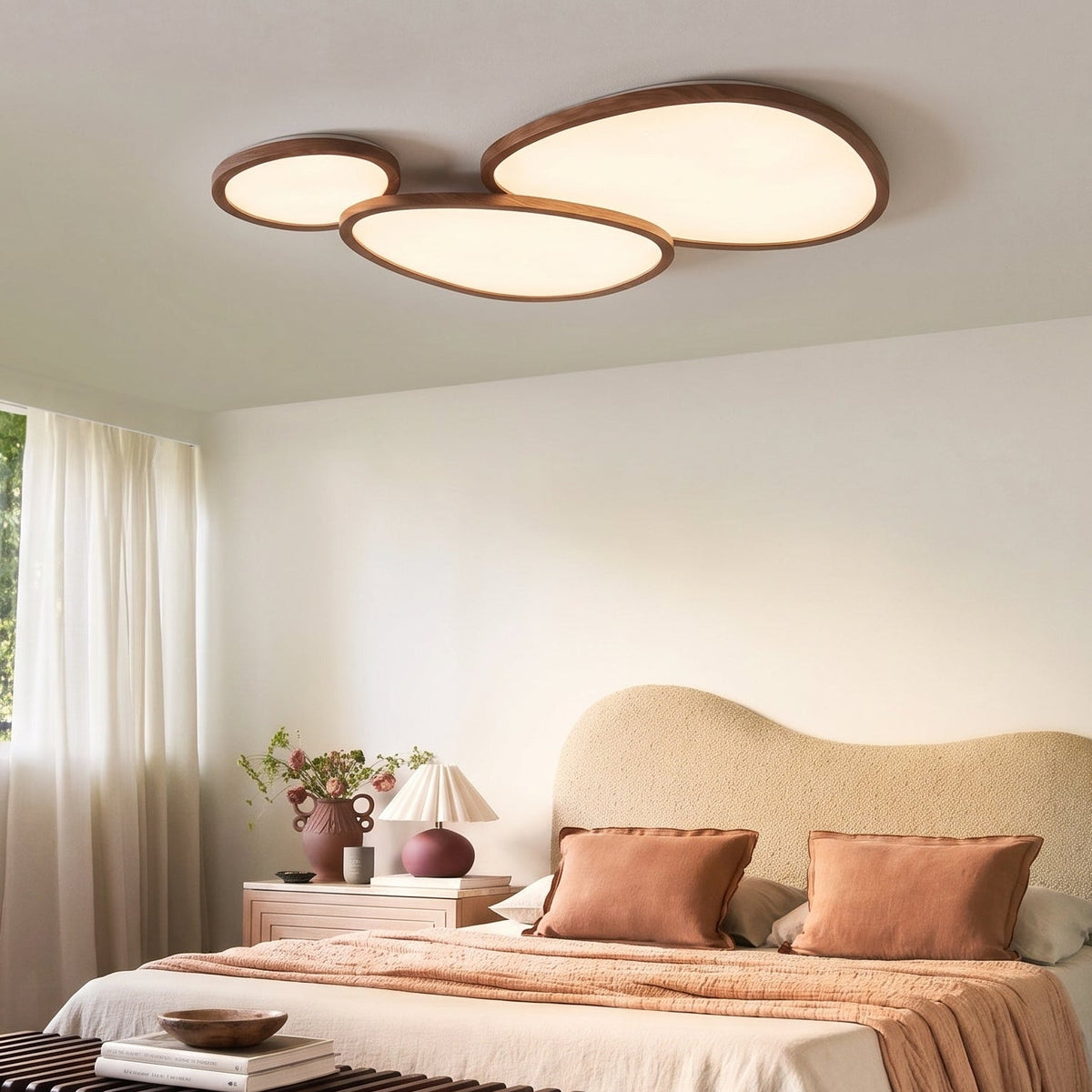 Ultra Thin Dark Wooden Ceiling Light – Modern Scandinavian LED Lighting