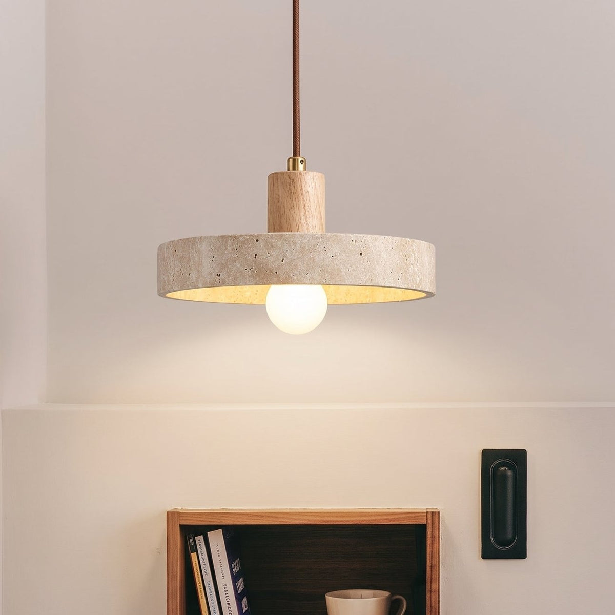 Travertine Stone Pendant Light – Modern Natural Hanging Lighting