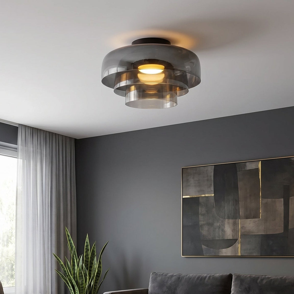 Modern Layered Glass Ceiling Light – Contemporary LED Lighting