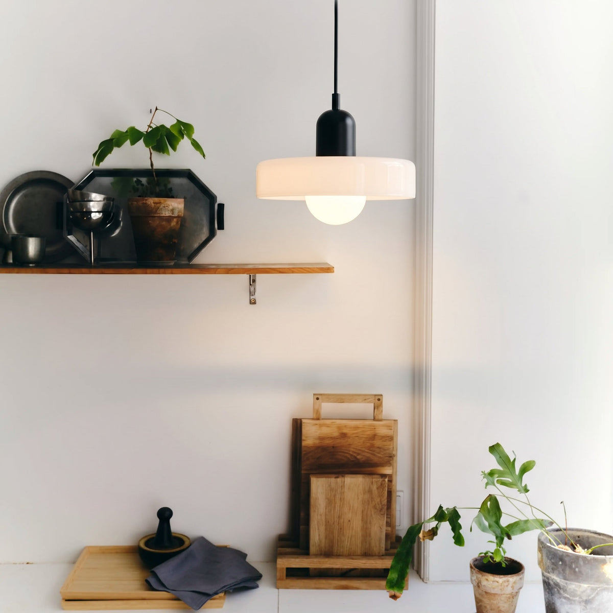 Bauhaus Colored Glass Pendant Light – Retro Modern Hanging Lighting