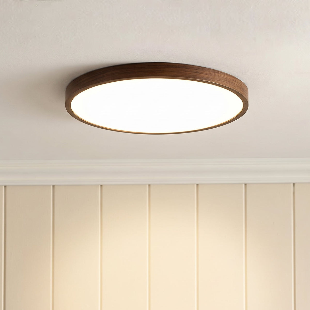 Dark Wood Grain Ceiling Light – Modern Scandinavian LED Lighting