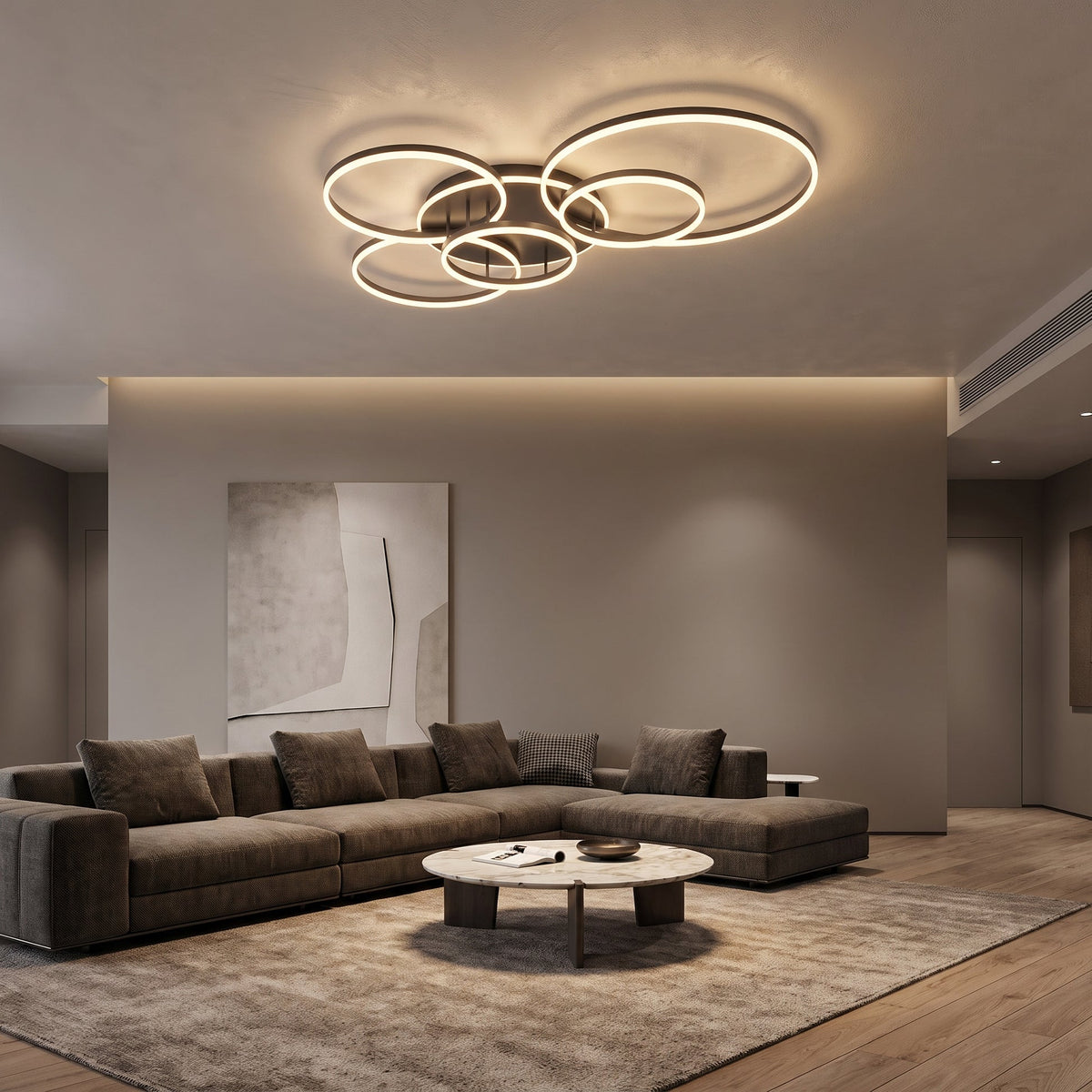 Black Interlocking Ring Ceiling Light – Geometric LED Lighting