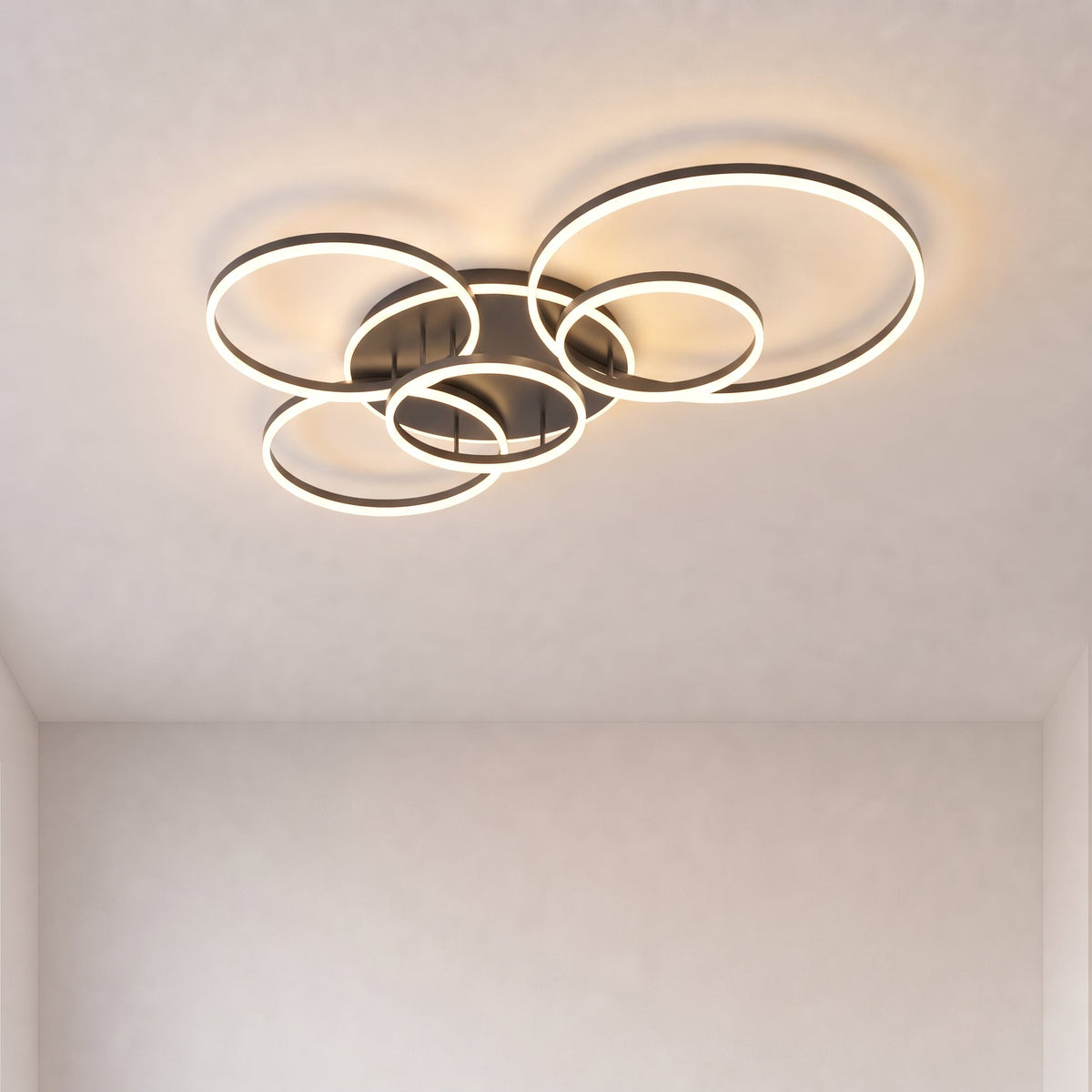 Black Interlocking Ring Ceiling Light – Geometric LED Lighting