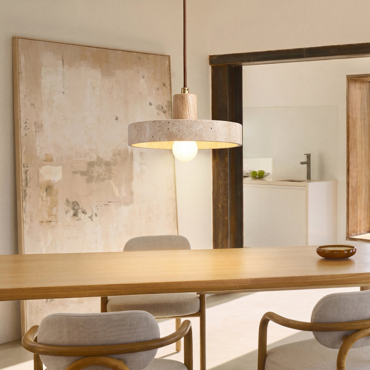 Travertine Stone Pendant Light – Modern Natural Hanging Lighting