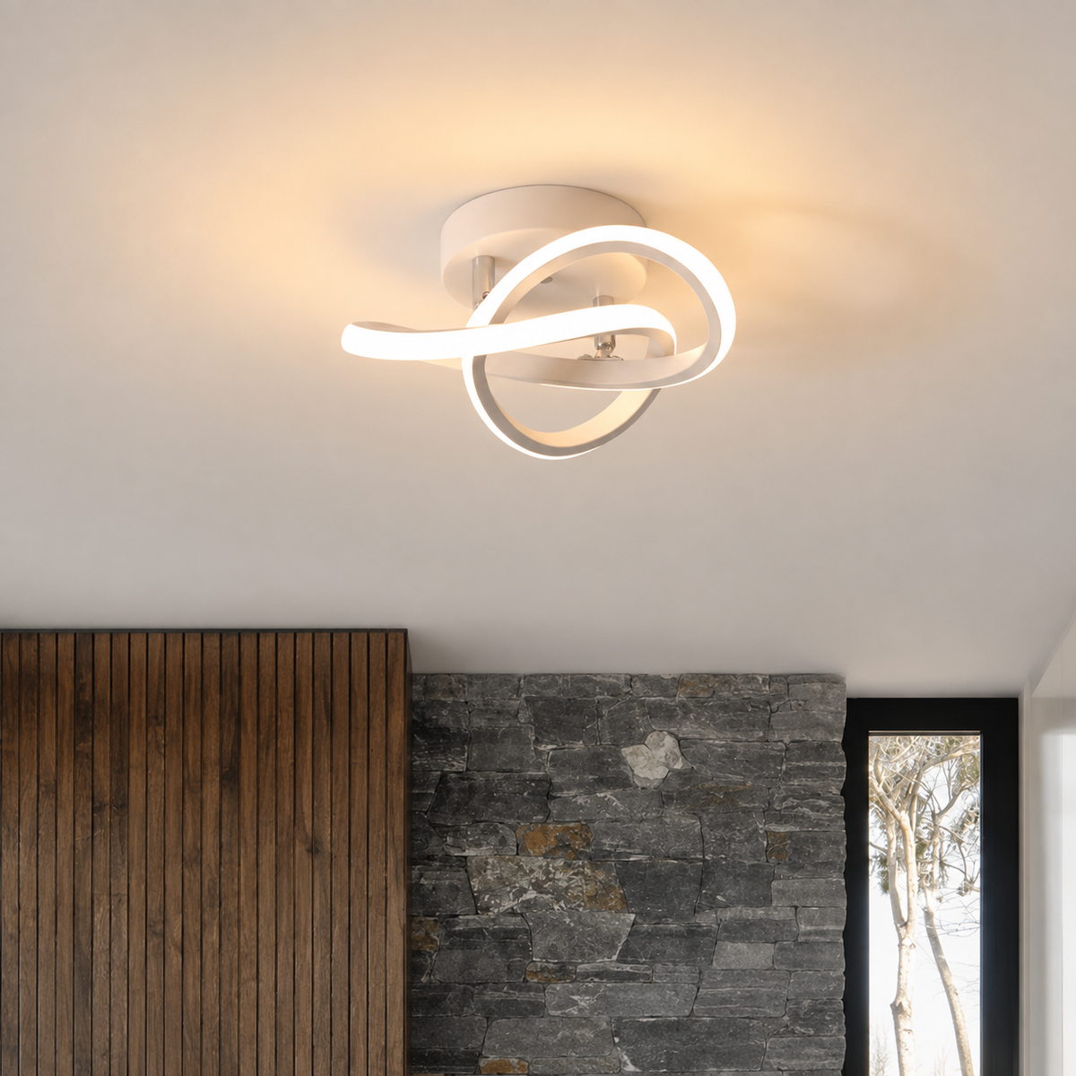 Curved LED Ceiling Light – Sculptural White Lighting