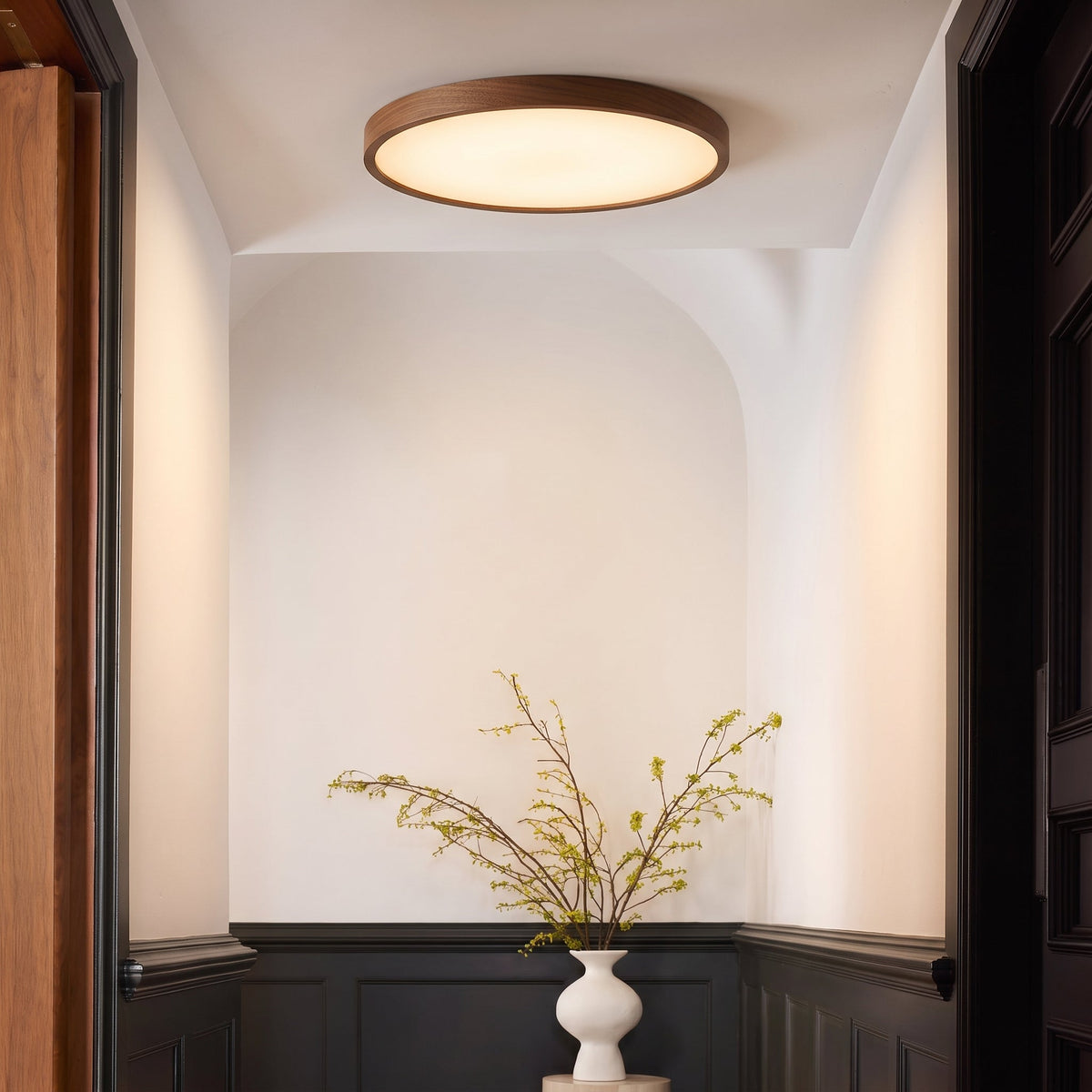 Dark Wood Grain Ceiling Light – Modern Scandinavian LED Lighting
