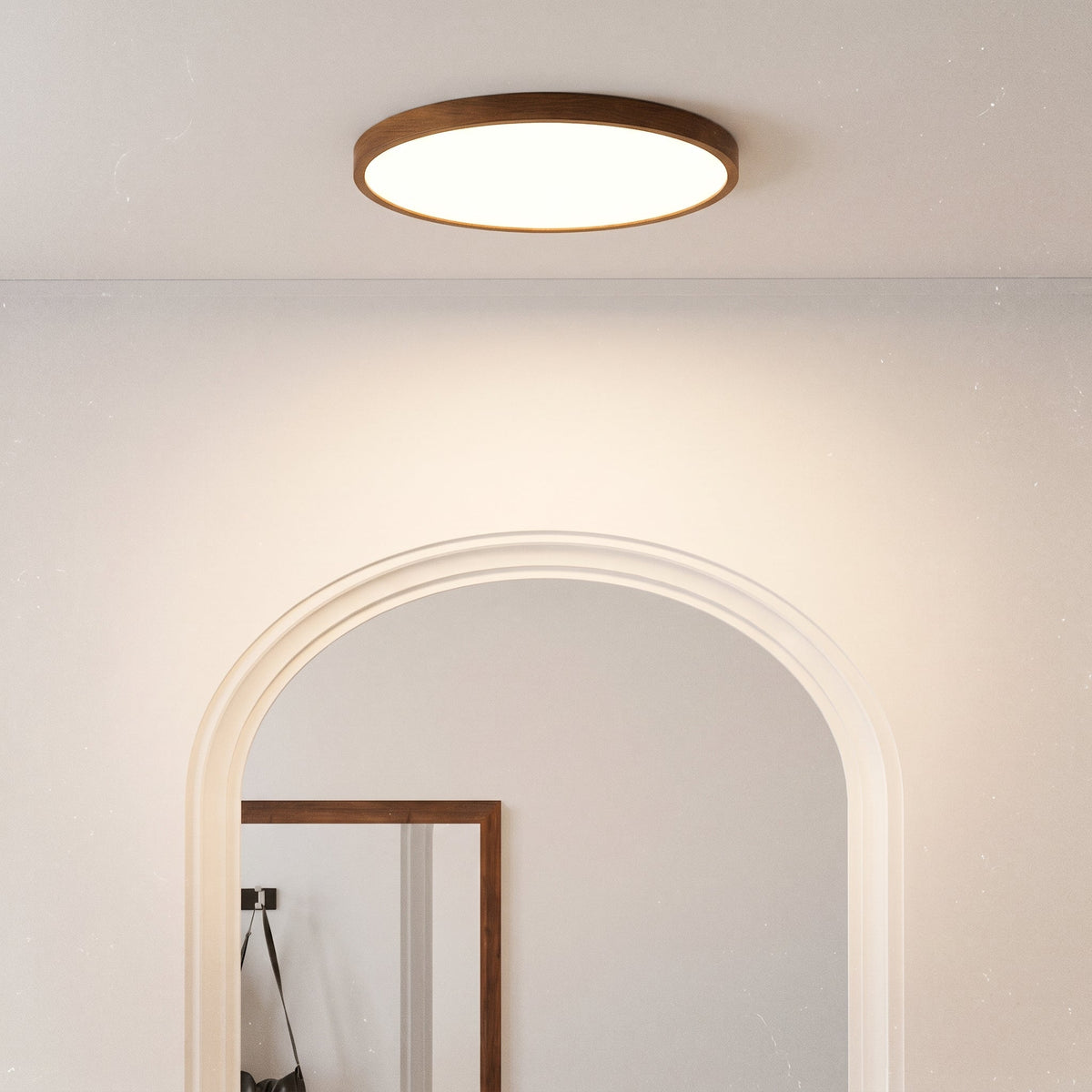 Dark Wood Grain Ceiling Light – Modern Scandinavian LED Lighting