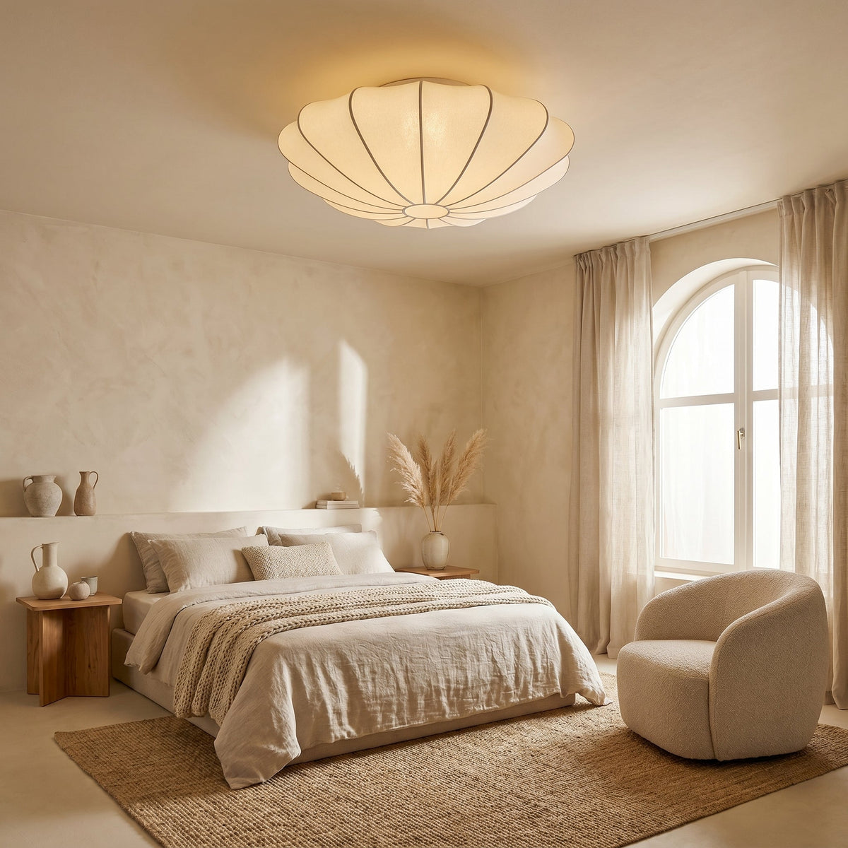 Silk Fiber Ceiling Light – Modern Sculptural Flush Mount Lighting