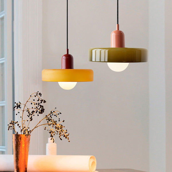 Bauhaus Colored Glass Pendant Light – Retro Modern Hanging Lighting