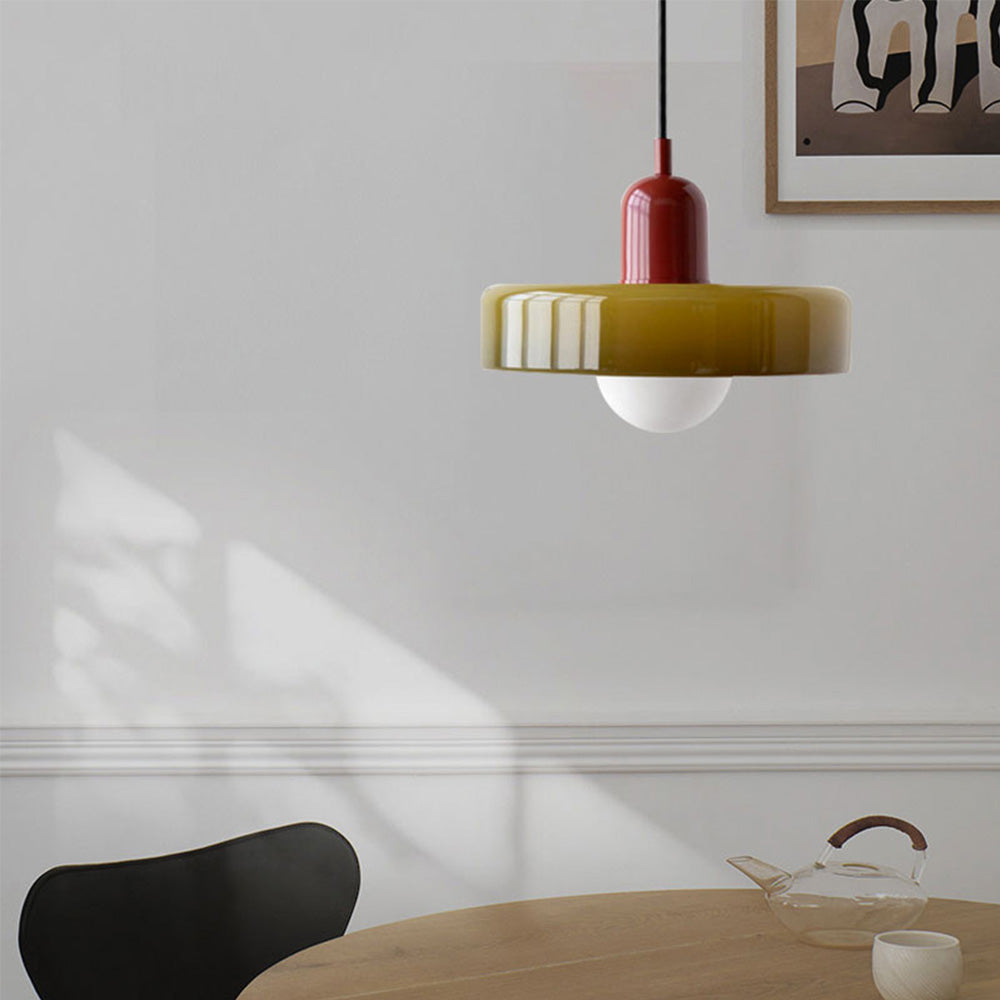 Bauhaus Colored Glass Pendant Light – Retro Modern Hanging Lighting