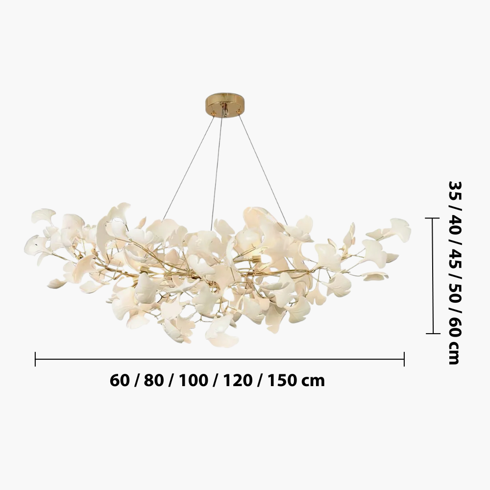 Ginkgo Chandelier – Elegant Floral Ceramic Lighting