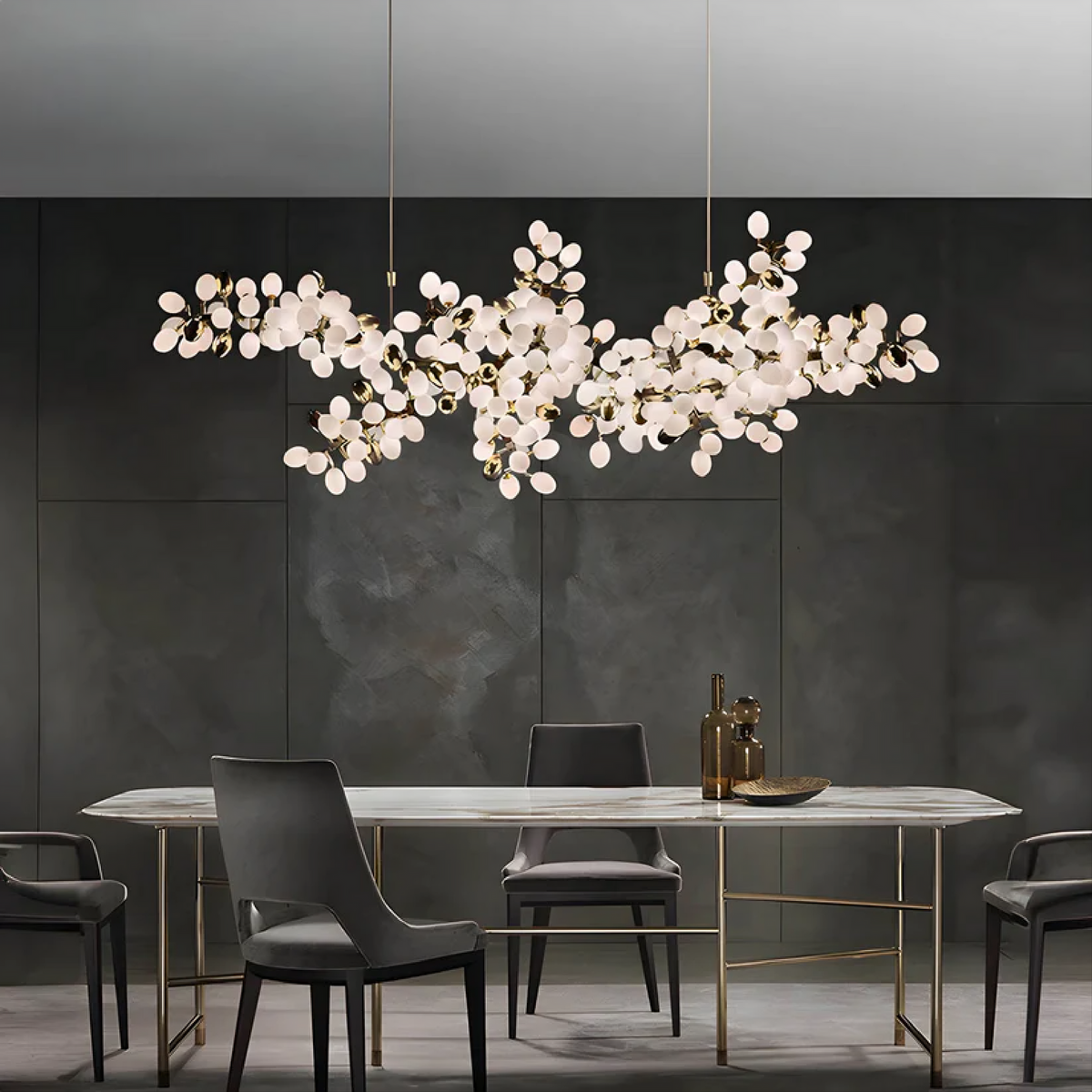 Branching Floral Chandelier – Sculptural Crystal LED Lighting