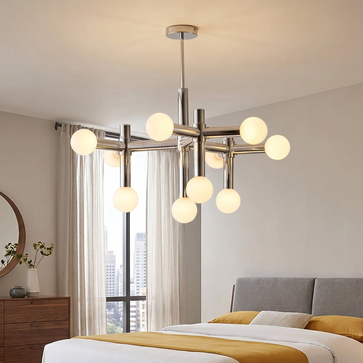Modern Globe Chandelier – Contemporary Metal and Glass Lighting