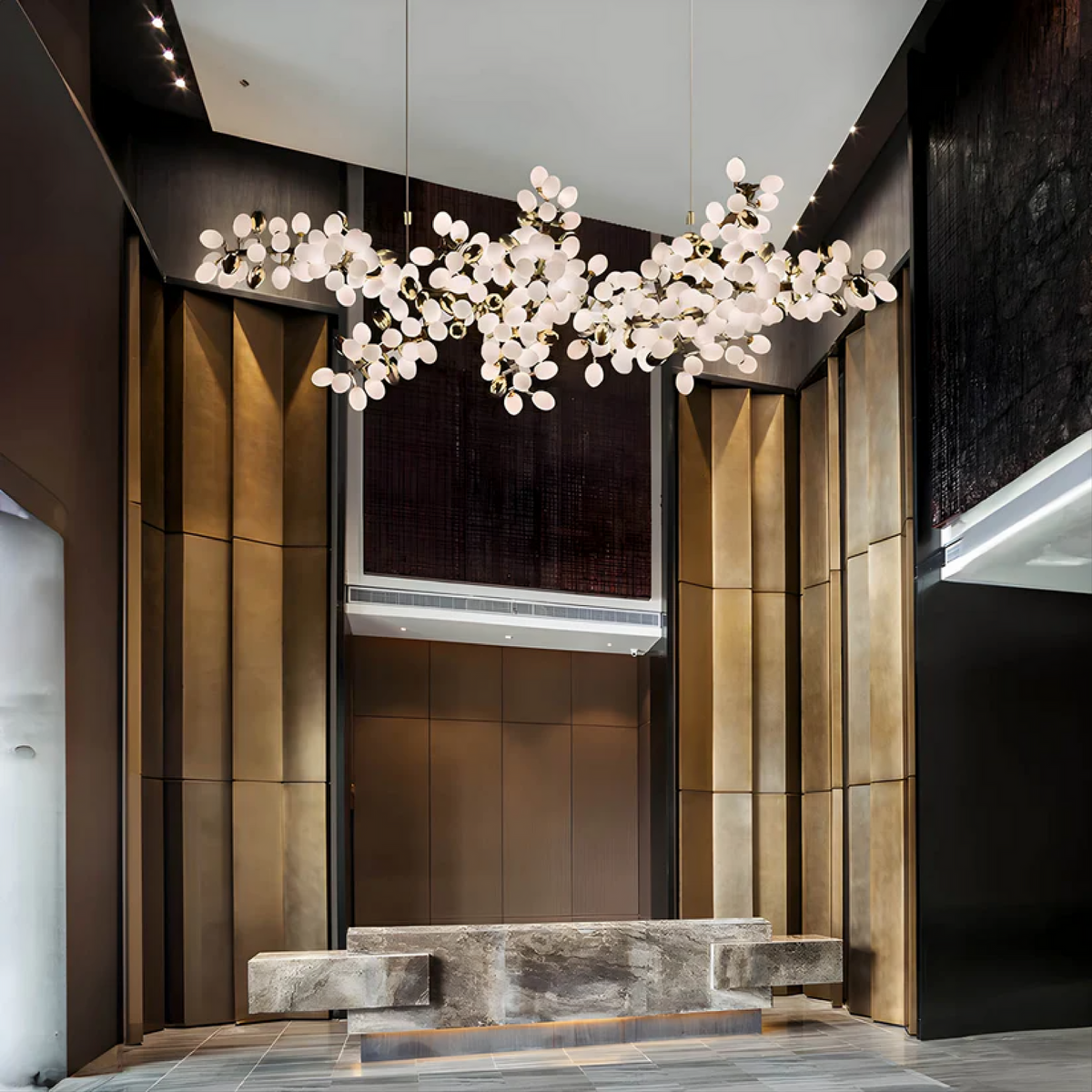 Branching Floral Chandelier – Sculptural Crystal LED Lighting