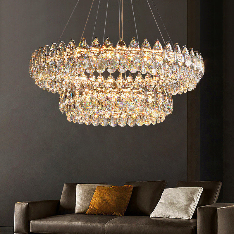 Tiered Crystal Ring Chandelier – Elegant LED Hanging Lighting