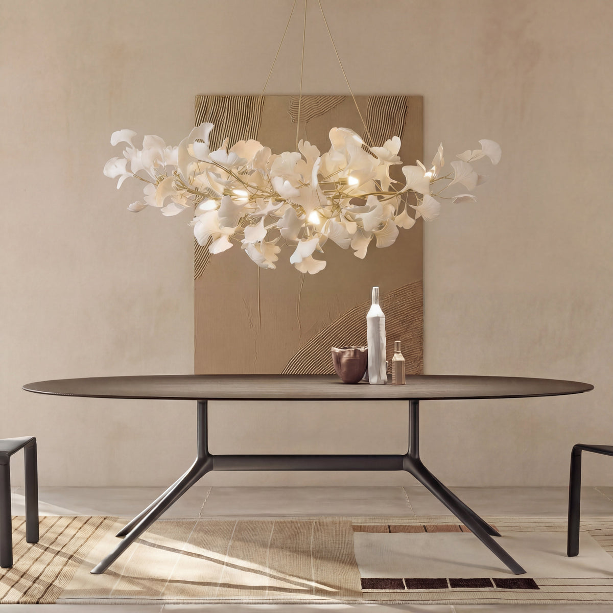 Ginkgo Chandelier – Elegant Floral Ceramic Lighting