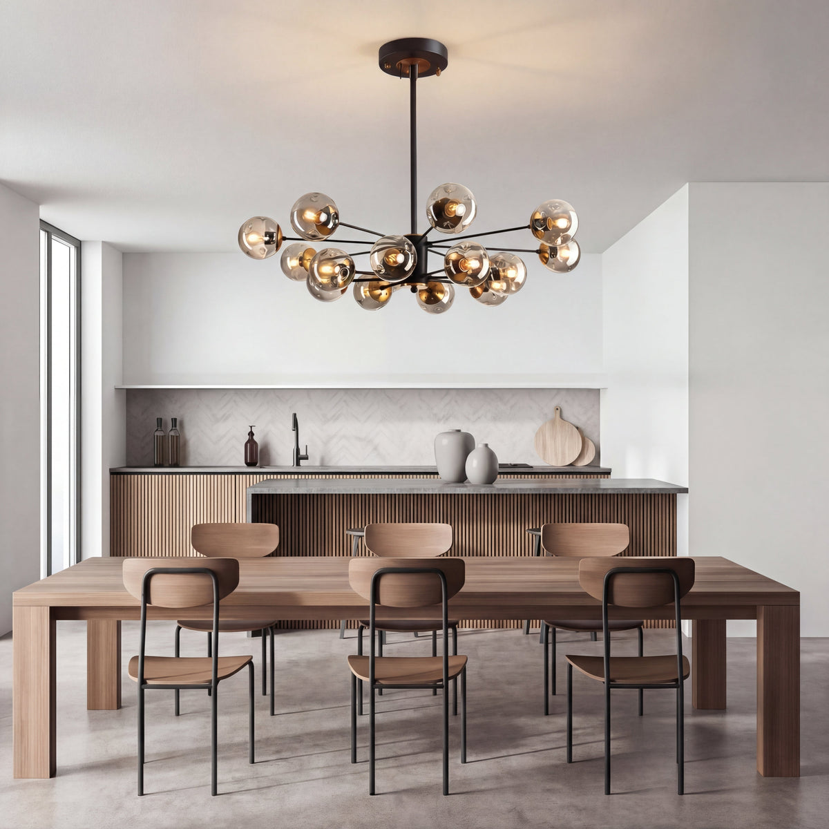 Ida Scandinavian Chandelier – Modern Glass Globe Lighting