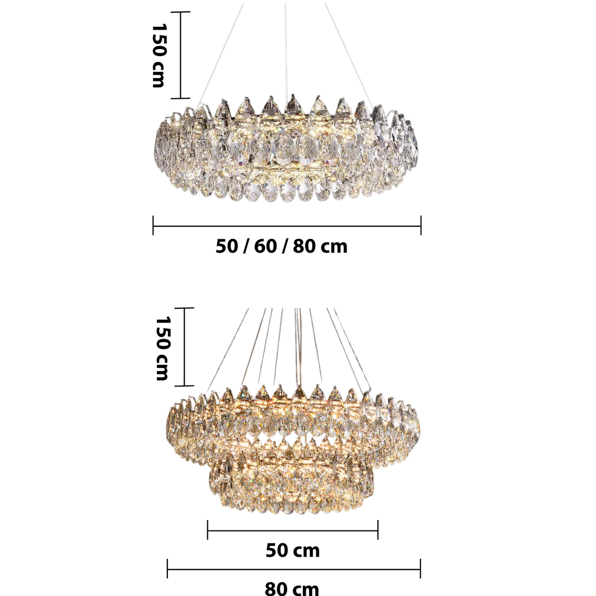 Tiered Crystal Ring Chandelier – Elegant LED Hanging Lighting