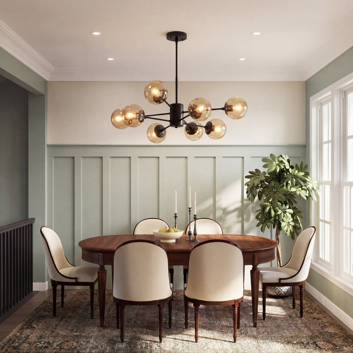 Ida Scandinavian Chandelier – Modern Glass Globe Lighting