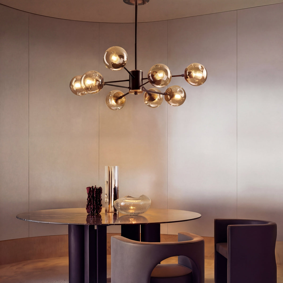 Ida Scandinavian Chandelier – Modern Glass Globe Lighting