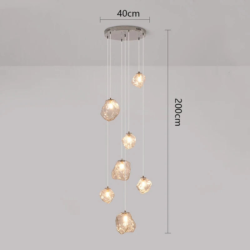 Nordic Villa Staircase Chandelier – Modern Glass Pendant Lighting
