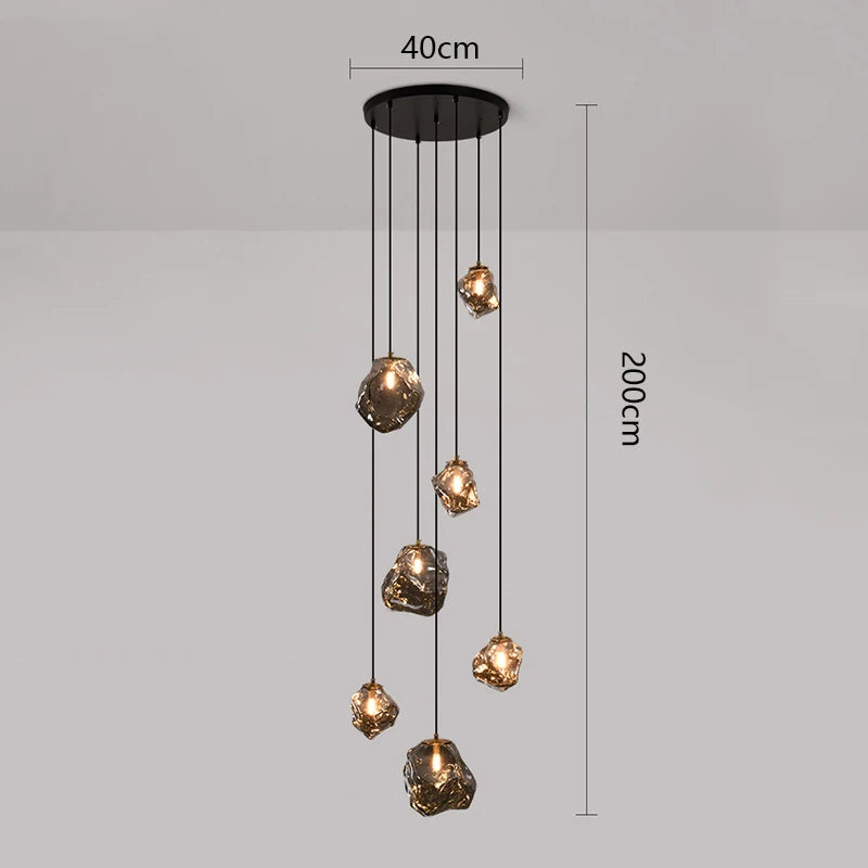Nordic Villa Staircase Chandelier – Modern Glass Pendant Lighting