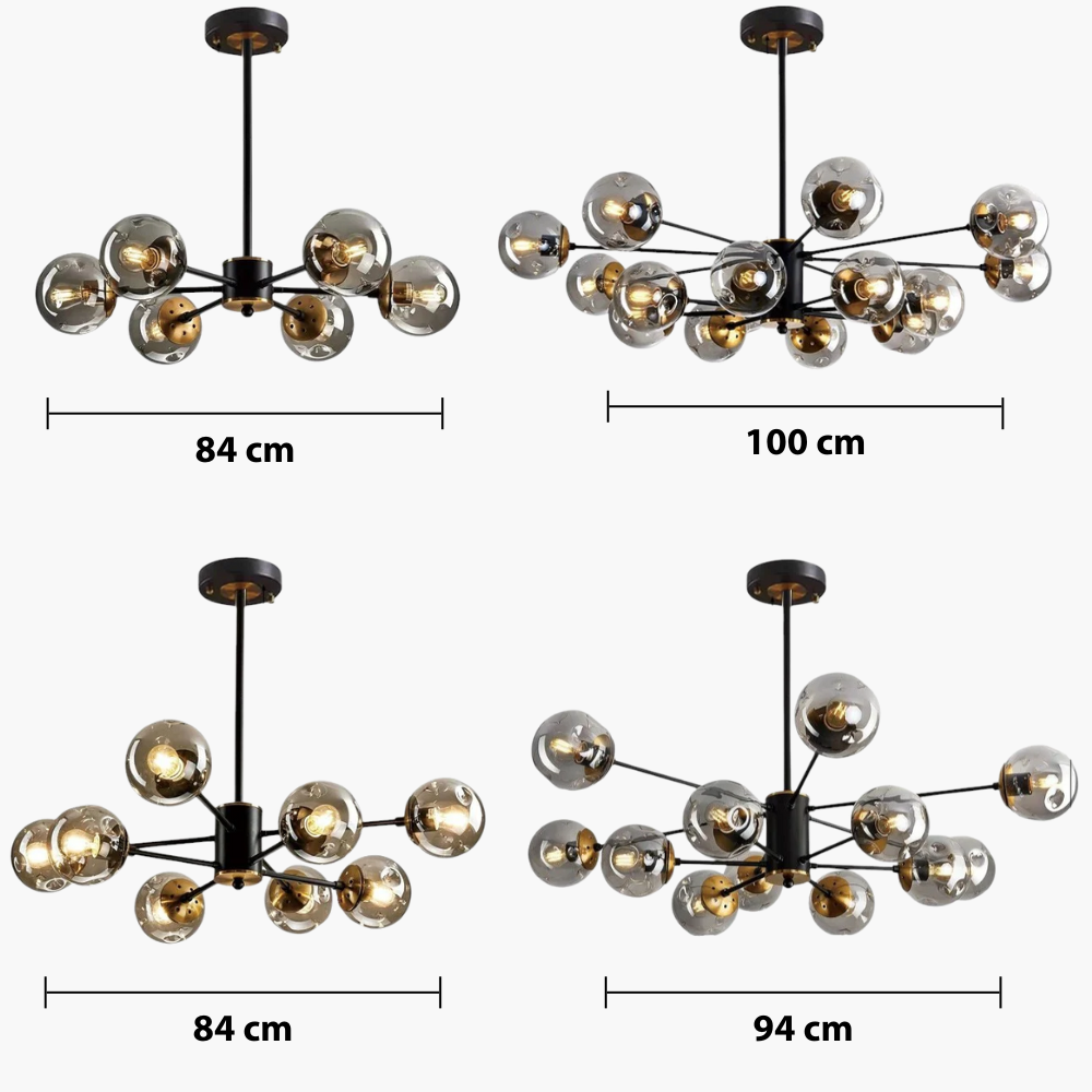 Ida Scandinavian Chandelier – Modern Glass Globe Lighting
