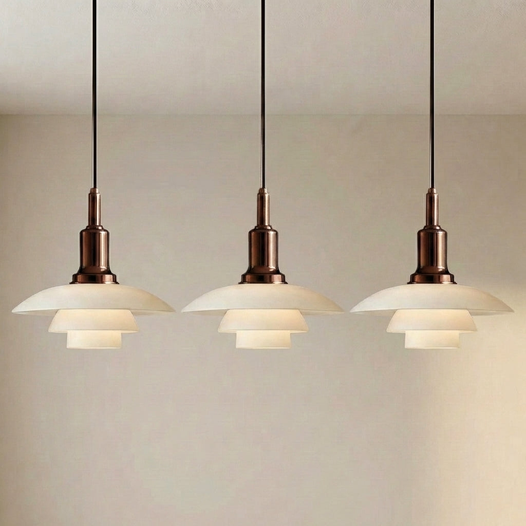 2/3-Head Danish Pendant Light – Modern Layered Glass Lighting