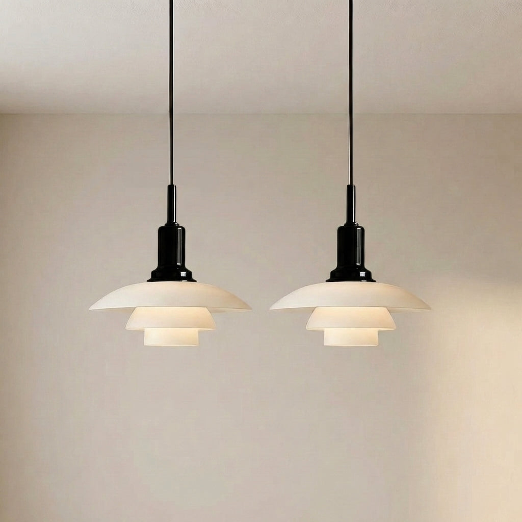 2/3-Head Danish Pendant Light – Modern Layered Glass Lighting