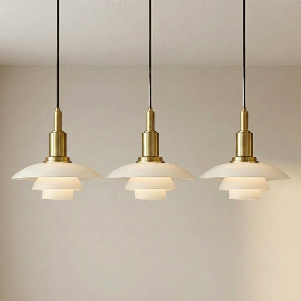 2/3-Head Danish Pendant Light – Modern Layered Glass Lighting