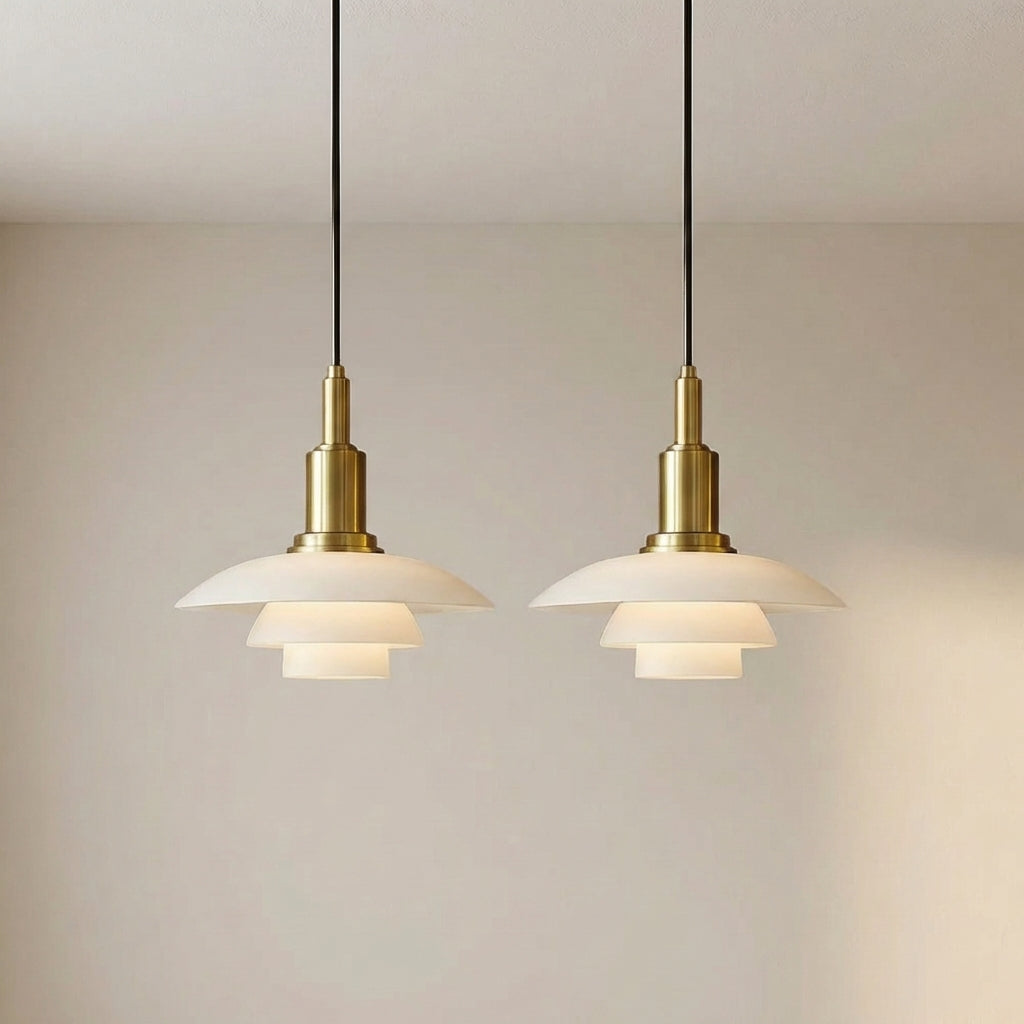 2/3-Head Danish Pendant Light – Modern Layered Glass Lighting
