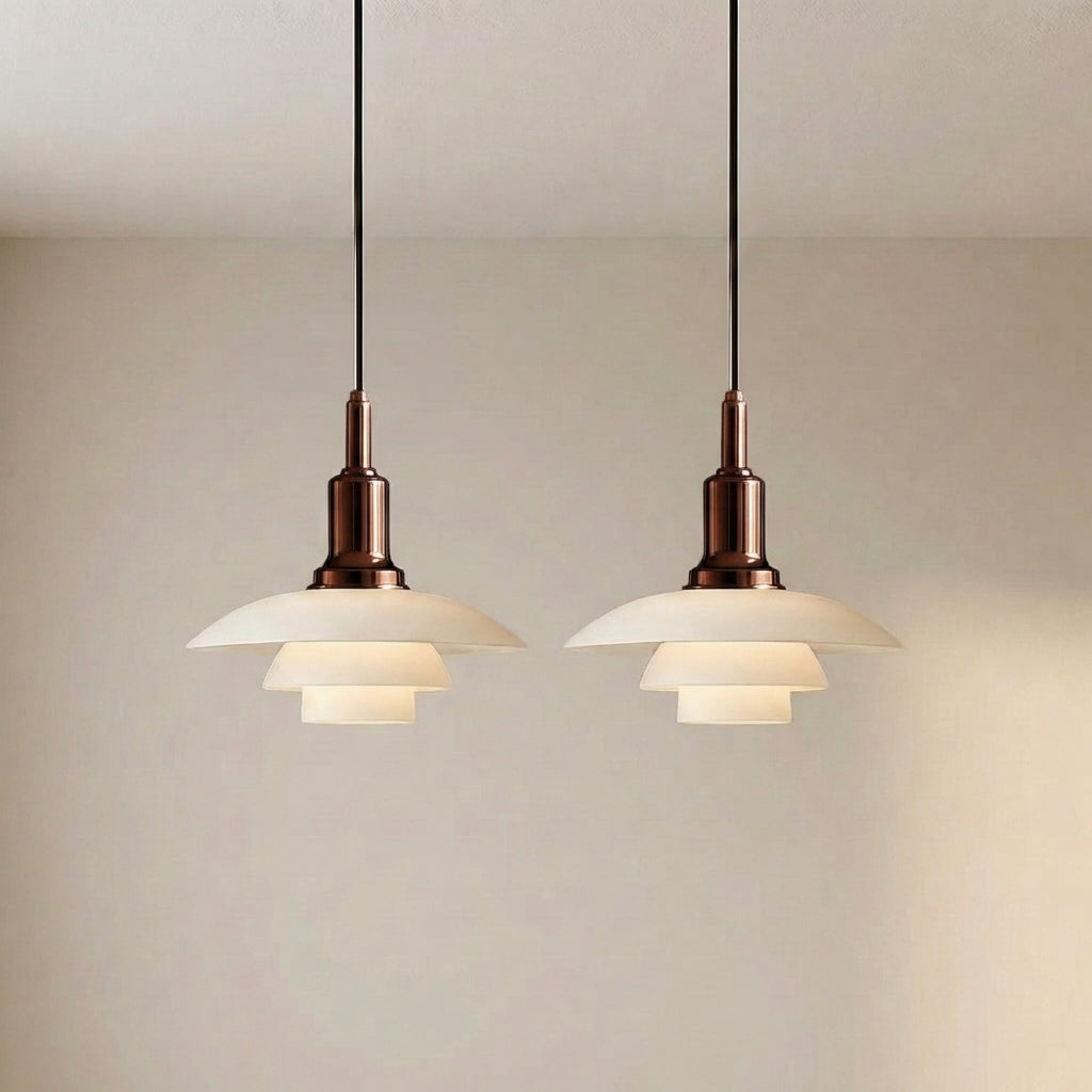 2/3-Head Danish Pendant Light – Modern Layered Glass Lighting