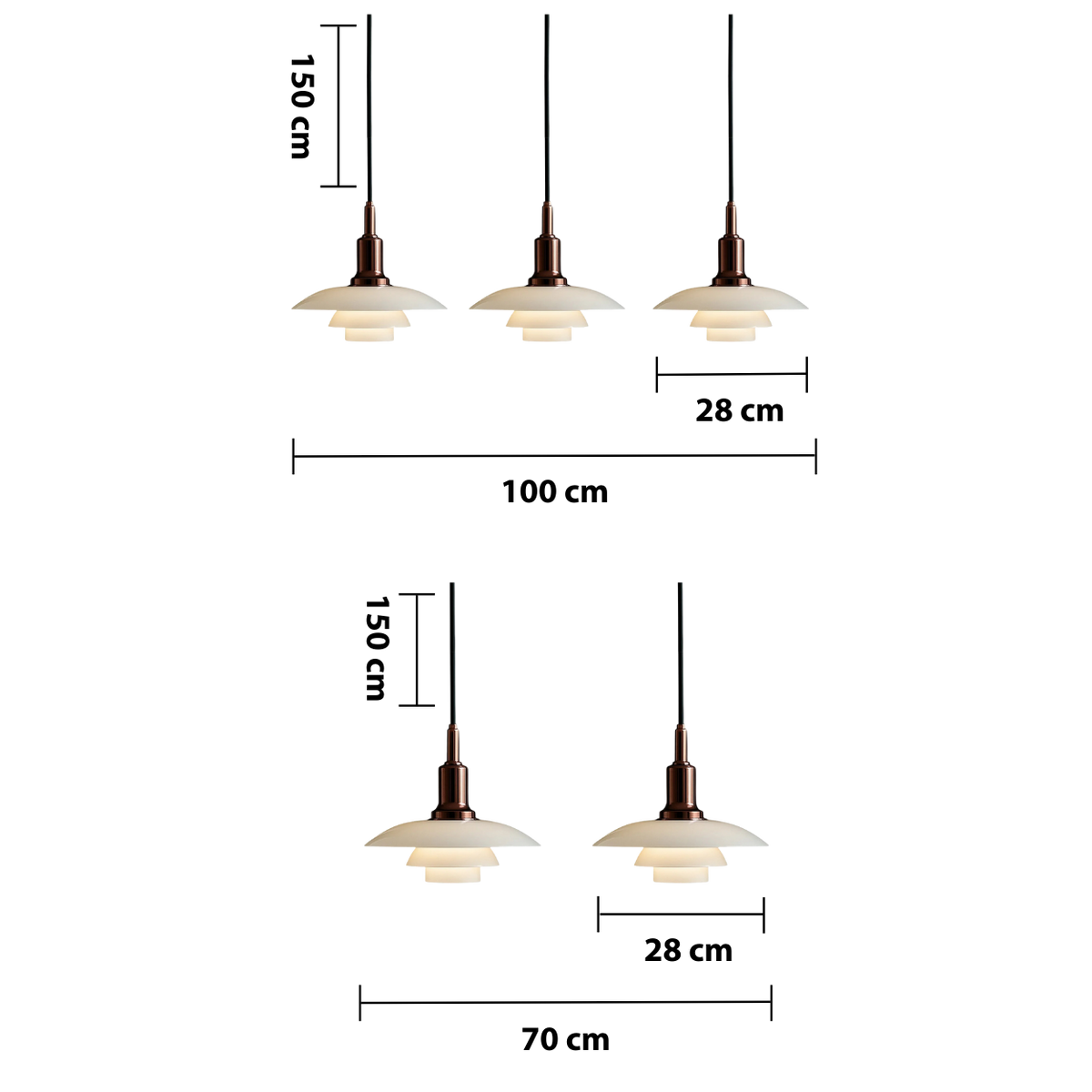2/3-Head Danish Pendant Light – Modern Layered Glass Lighting