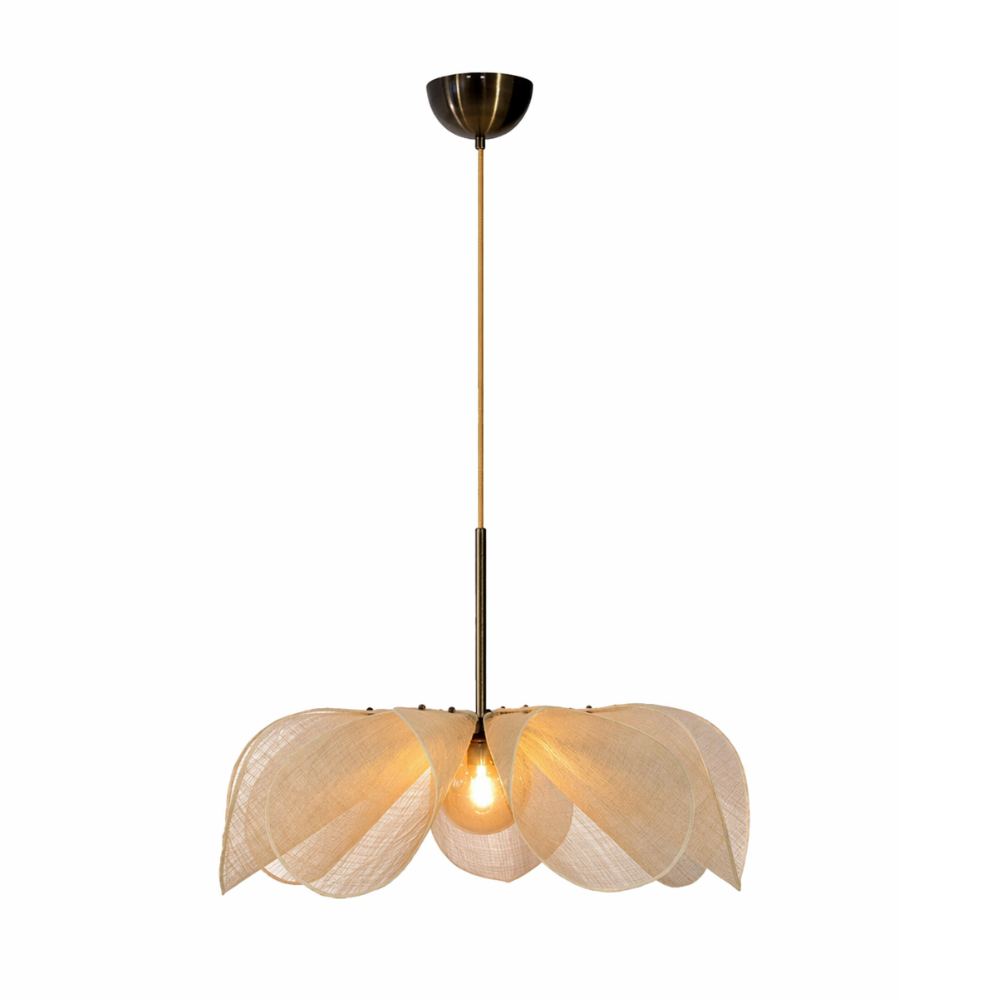 Vintage Fabric Pendant Light – Elegant Floral Inspired Hanging Lighting