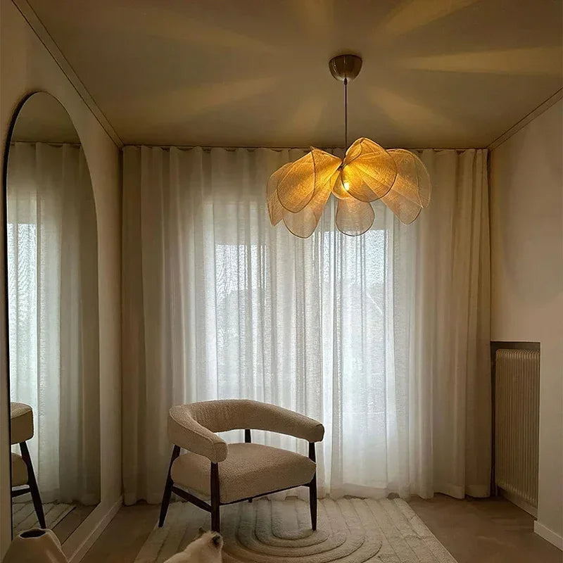 Vintage Fabric Pendant Light – Elegant Floral Inspired Hanging Lighting