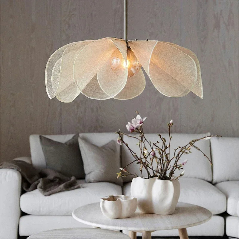 Vintage Fabric Pendant Light – Elegant Floral Inspired Hanging Lighting